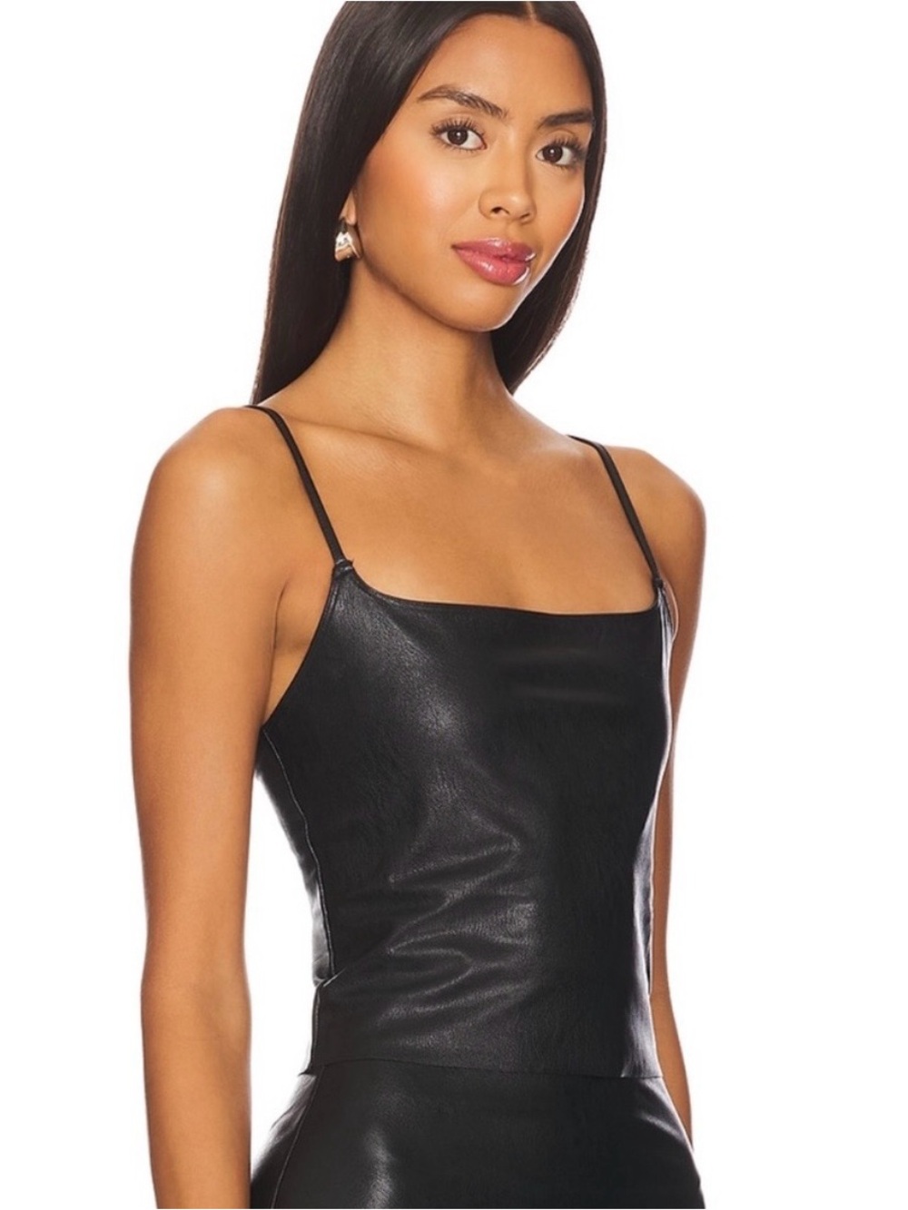 Commando Black Faux Leather Spaghetti Strap Camisole NWOT